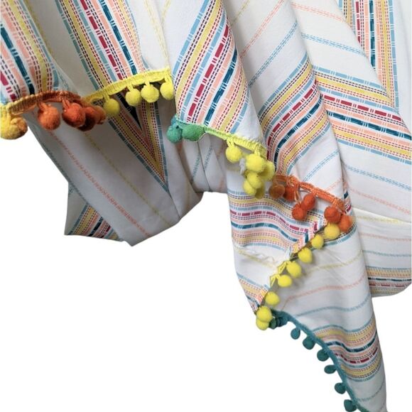 AMERICA & BEYOND Rainbow Stripe Wrap Pom Pom Maxi Dress XL - Picture 7 of 9
